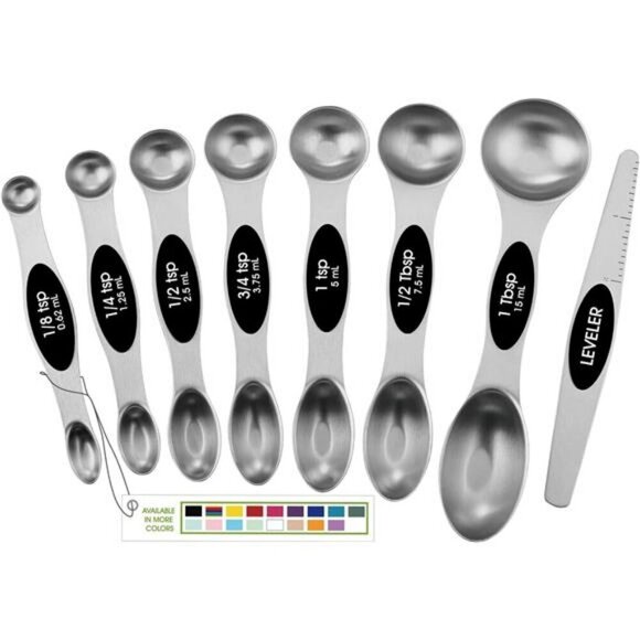 Magnetic Measuring Spoons Set with Strong N45 Magnets Heavy Duty BPA Free Black - Picture 1 of 7